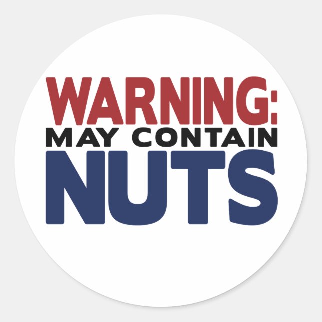 WARNING: MAY CONTAIN NUTS Sticker (Front)