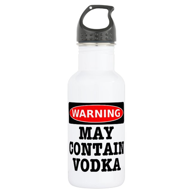 Warning May Contain Vodka Stainless Steel Water Bottle (Front)