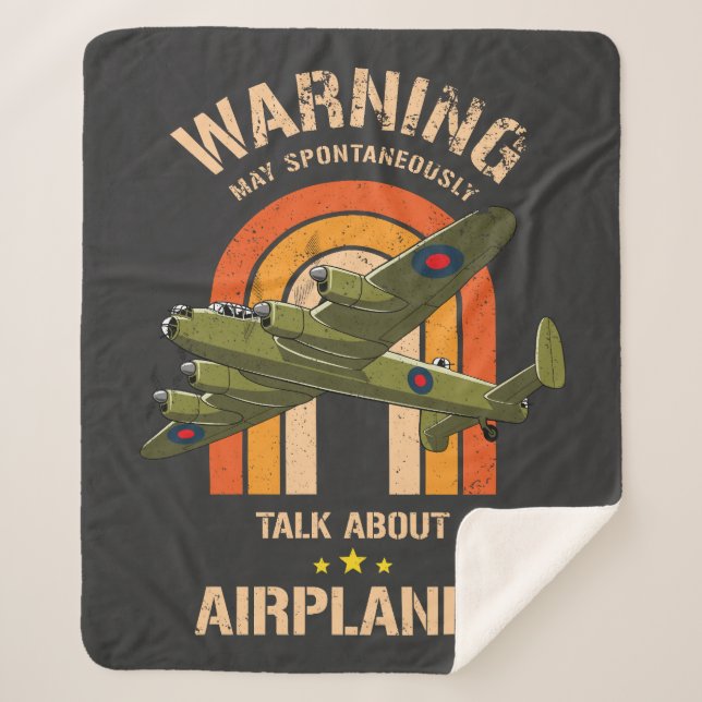 Warning May Spontaneously Talk About Airplanes Sherpa Blanket (Front)