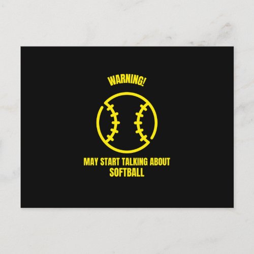 Warning may start talking about softball funny bas postcard