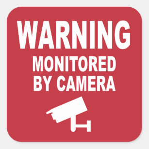 Warning: Monitored by Camera Square Sticker