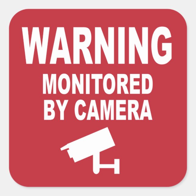 Warning: Monitored by Camera Square Sticker (Front)