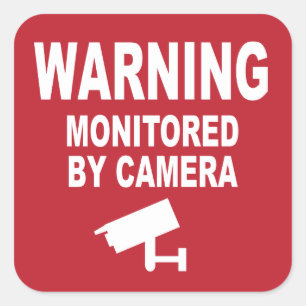 Warning: Monitored by Camera Square Sticker