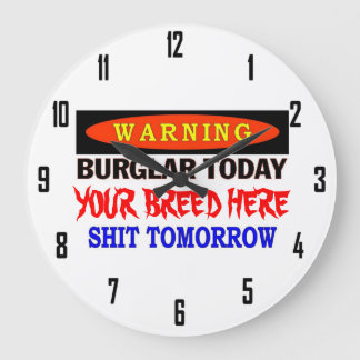 WARNING MR BURGLAR LARGE CLOCK