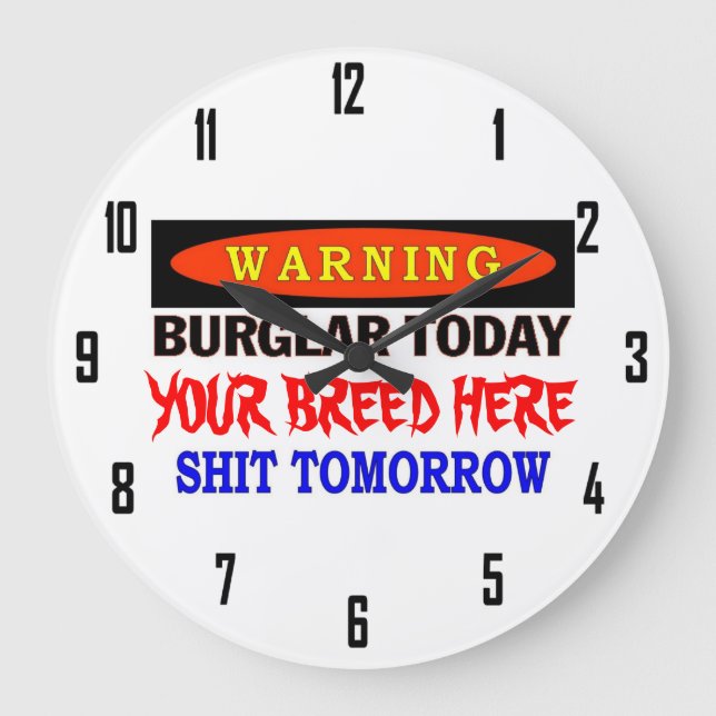 WARNING MR BURGLAR LARGE CLOCK (Front)