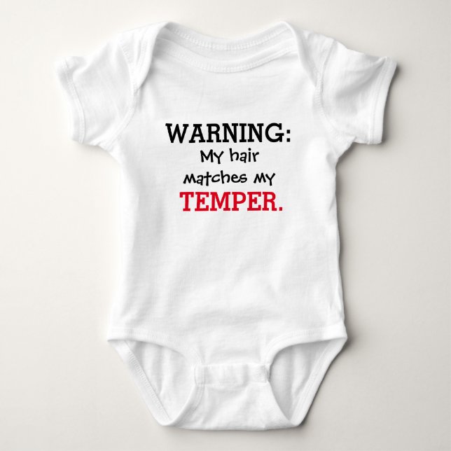 WARNING: My hair matches my temper onsie Baby Bodysuit (Front)