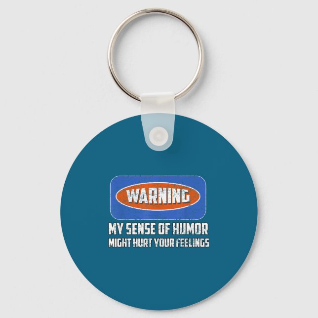 Warning My Sense Of Humor Funny Quote Retro Shirt  Keychain (Front)