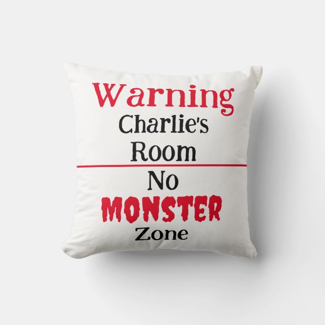 Warning no monster zone reassuring children's  throw pillow (Front)