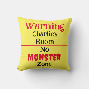 Warning no monster zone reassuring children's  throw pillow