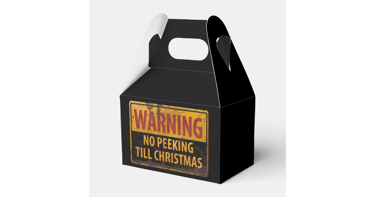 B1109 do not open' box set of 12 hilarious merry christmas notecards with envelopes by WARNING No Peeking Till Christmas Do Not Sign Favor Box | Zazzle.com