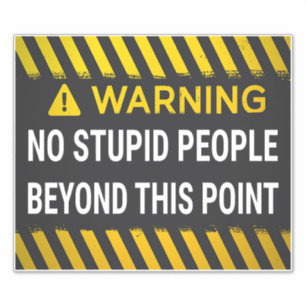 Warning No Stupid People Beyond This Point Sticker
