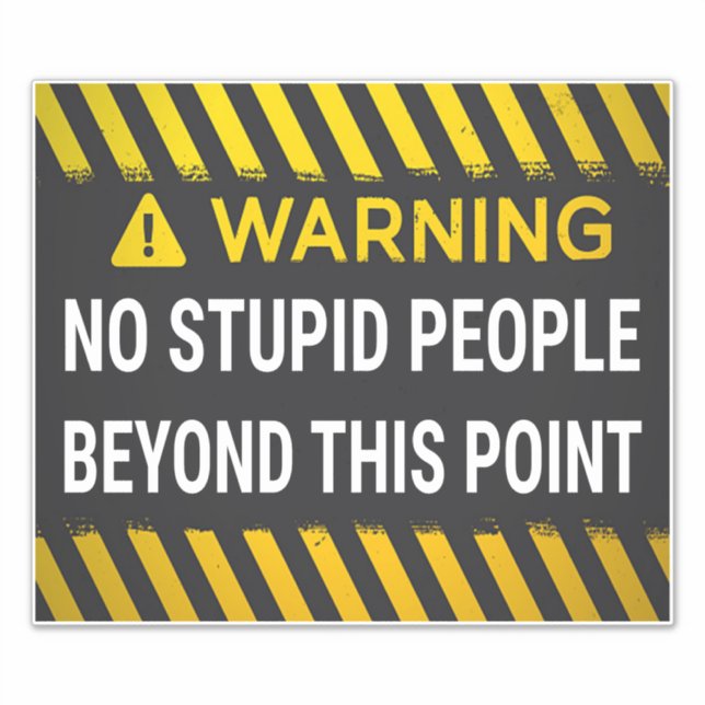 Warning No Stupid People Beyond This Point Sticker (Front)