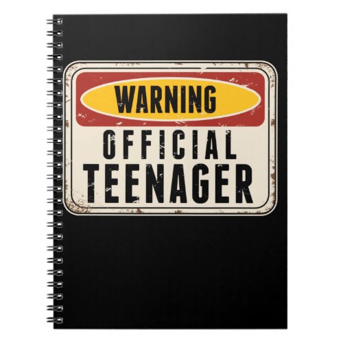 Warning Official Teenager Boys Girls 13th Birthday Notebook
