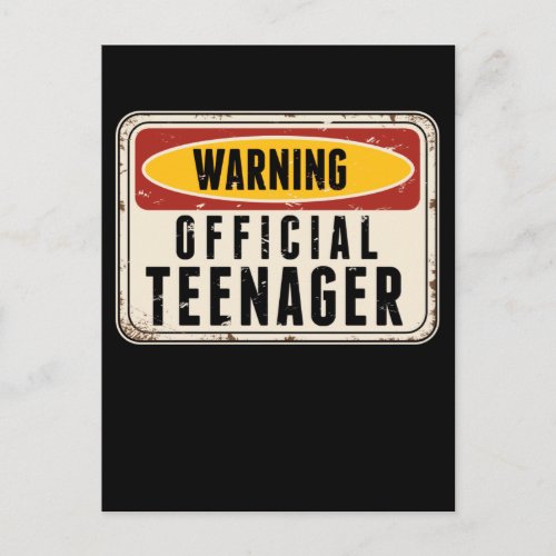 Warning Official Teenager Boys Girls 13th Birthday Postcard