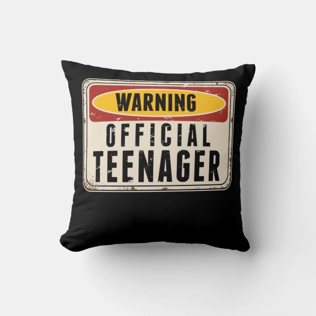 Warning Official Teenager Boys Girls 13th Birthday Throw Pillow (Front)