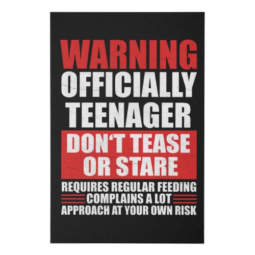 Warning Officially Teenager Faux Canvas Print