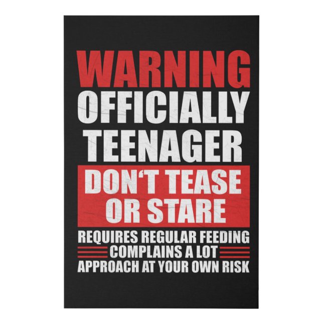 Warning Officially Teenager Faux Canvas Print (Front)