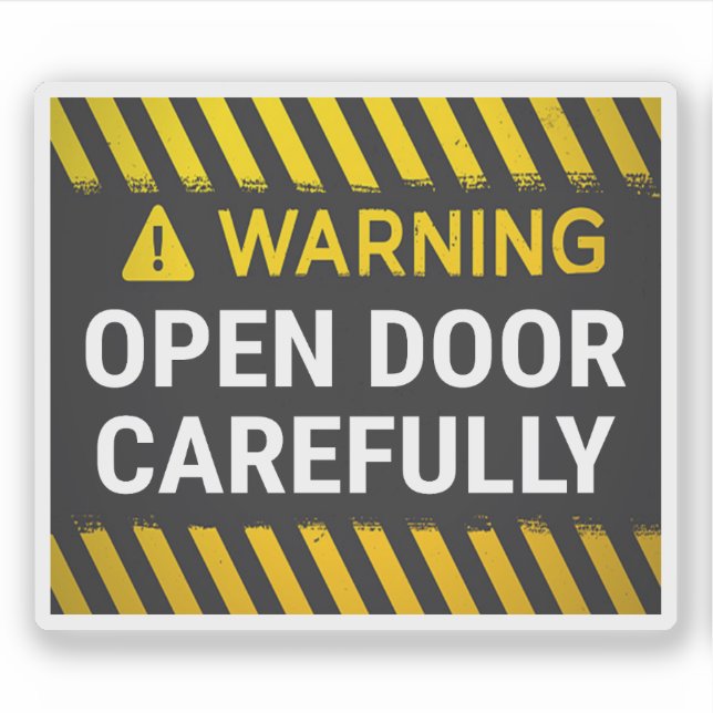 Warning Open Door Carefully Sticker (Front)