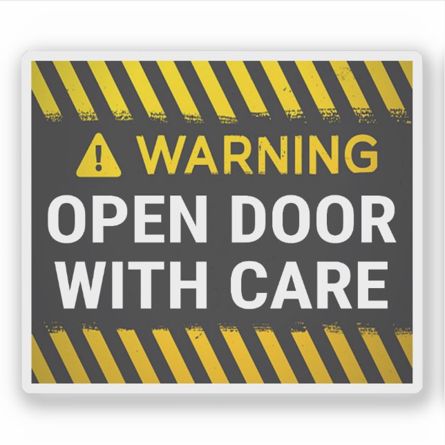 Warning Open Door with Care Sticker (Front)