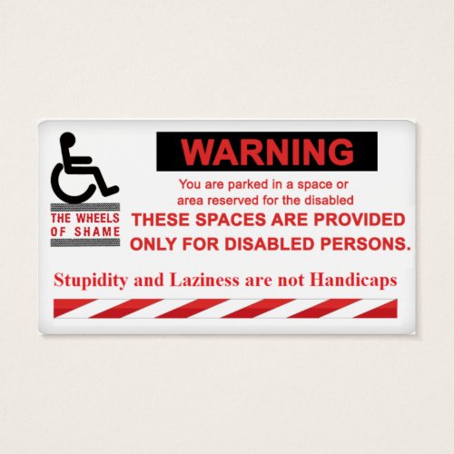 Warning Parking for People with Disabilities Only