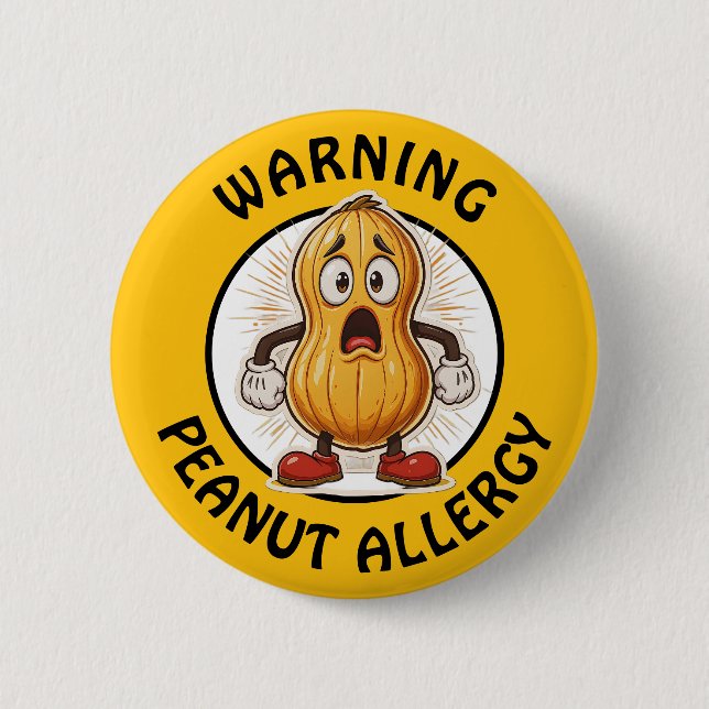 Warning Peanut Allergy Alert   Button (Front)