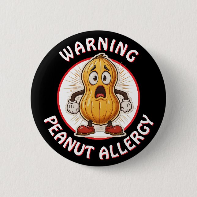 Warning Peanut Allergy Alert   Button (Front)