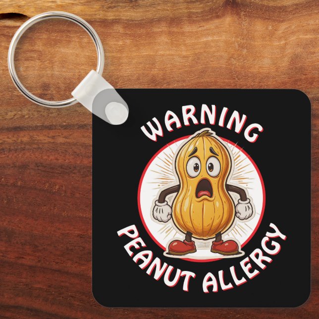Warning Peanut Allergy Alert   Keychain (Front)