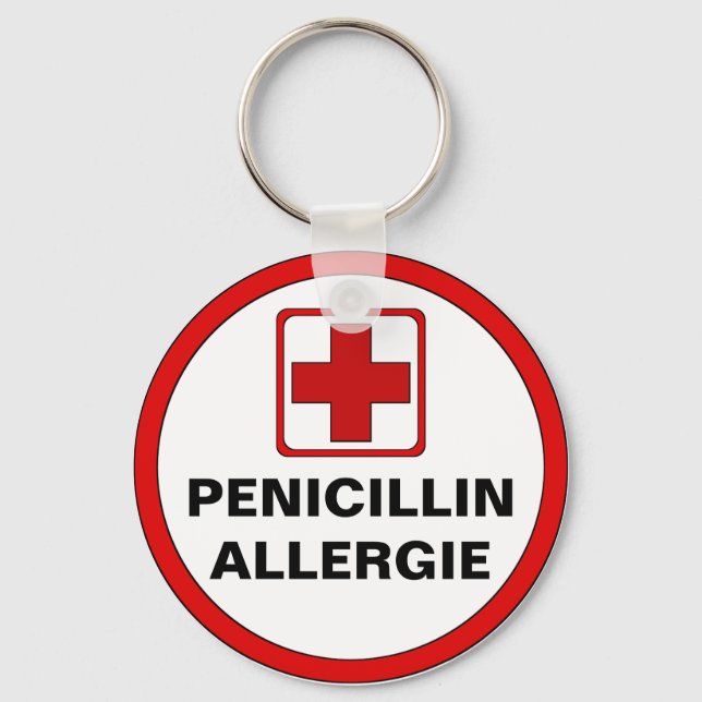 Warning - penicillin allergy keychain (Front)