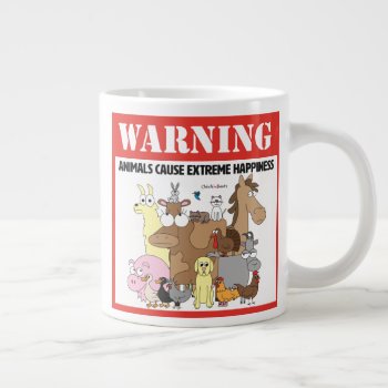 Warning: Pets Cause Extreme Happiness Large Coffee Mug by ChickinBoots at Zazzle