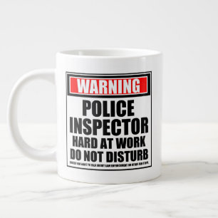 Warning Police Inspector Hard At Work Giant Coffee Mug