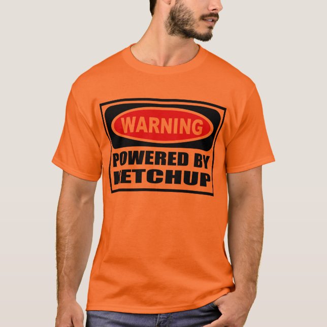 Warning POWERED BY KETCHUP Men's T-Shirt (Front)