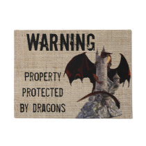 Warning Property Protected by Dragons Doormat Warning Property Protected by Dragons Doormat