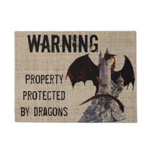 Warning Property Protected by Dragons Doormat