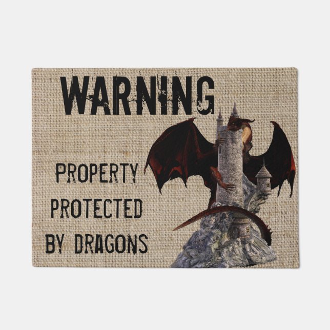 Warning Property Protected by Dragons Doormat (Front)