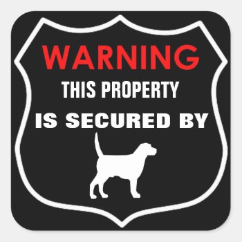 Warning Property Secured By Dog Sticker by BreakingHeadlines at Zazzle