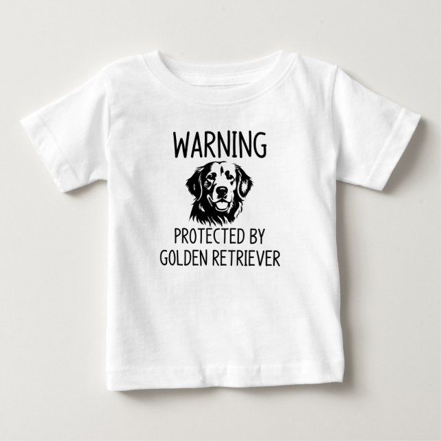 Warning protected by golden retriever baby T-Shirt (Front)