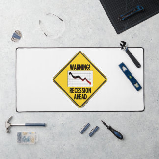 Warning! Recession Ahead Yellow Diamond Econ Sign Desk Mat