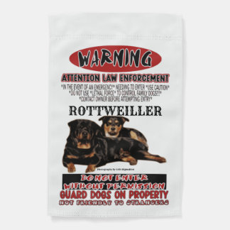 WARNING Rottweiller Yard Sign Flag