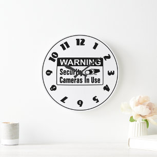 Warning Security Camera In Use Clock
