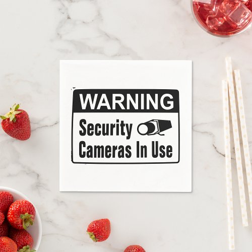 Warning Security Camera In Use Paper Napkins