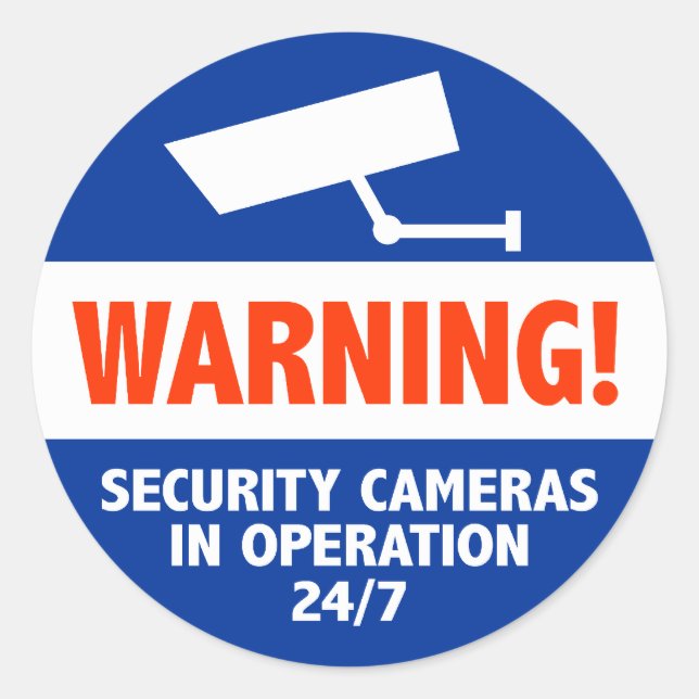 Warning Security Camera Signs Classic Round Sticker (Front)
