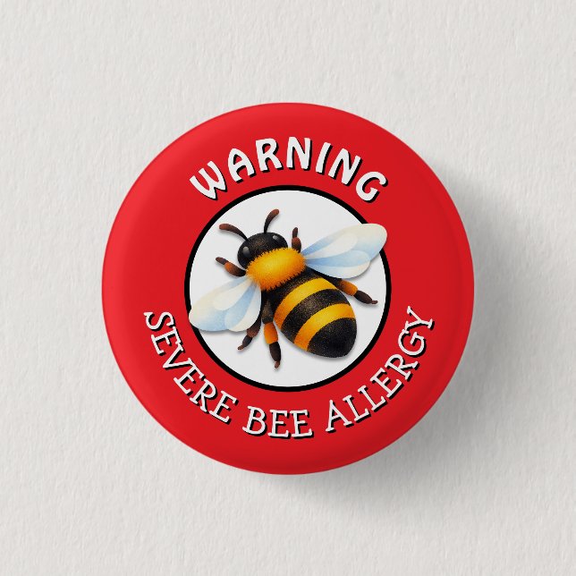 Warning Severe BEE Allergy Alert Button (Front)