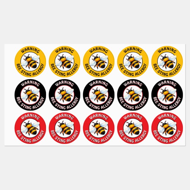 Warning Severe BEE Allergy Alert Button Labels (Sheet)