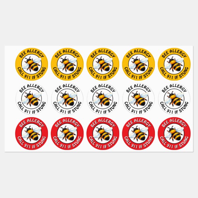 Warning Severe BEE Allergy Alert Button Labels (Sheet)