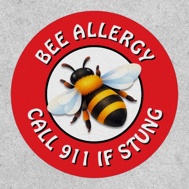 Warning Severe BEE Allergy Alert Button Patch (Front)