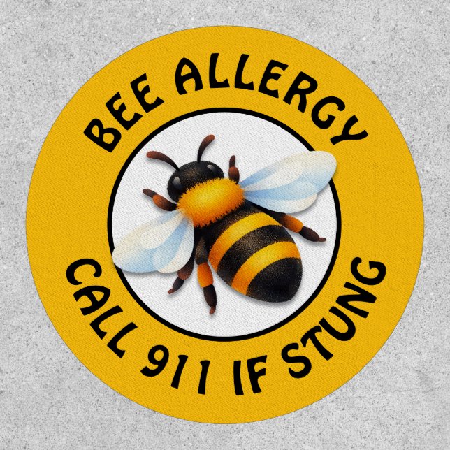 Warning Severe BEE Allergy Alert Button Patch (Front)