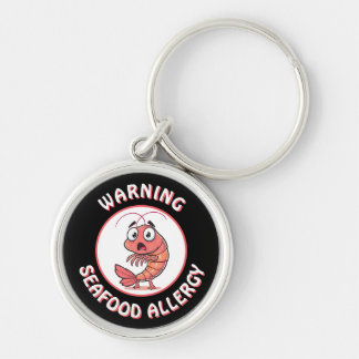 Warning Severe Seafood Allergy Alert Button Keychain