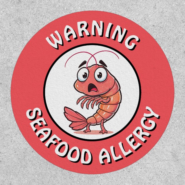 Warning Severe Seafood Allergy Alert Button Patch (Front)