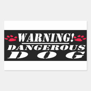 Warning Sign Dangerous Dog Rectangular Sticker