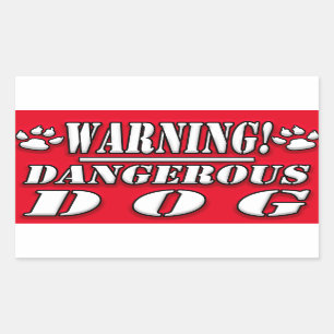 Warning Sign Dangerous Dog Rectangular Sticker
